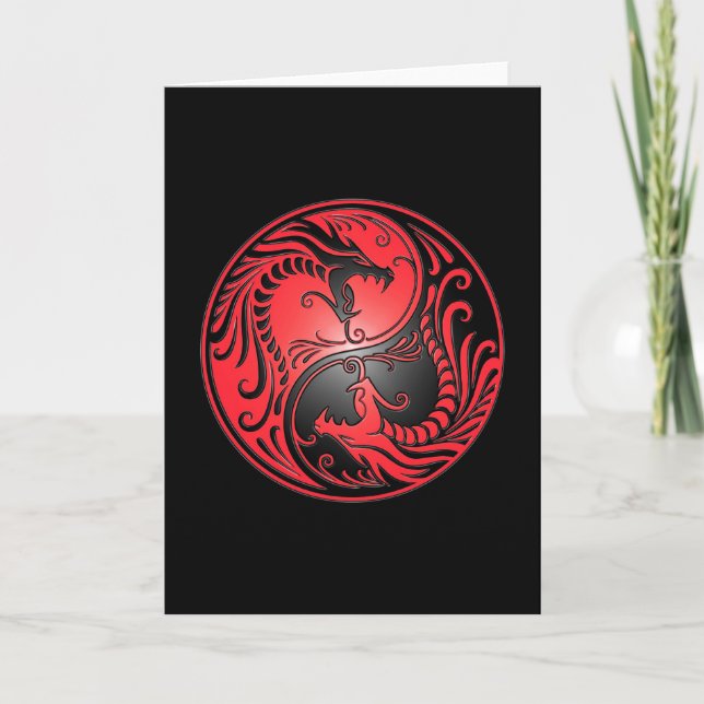 Yin Yang Dragons, red and black Karte (Vorderseite)