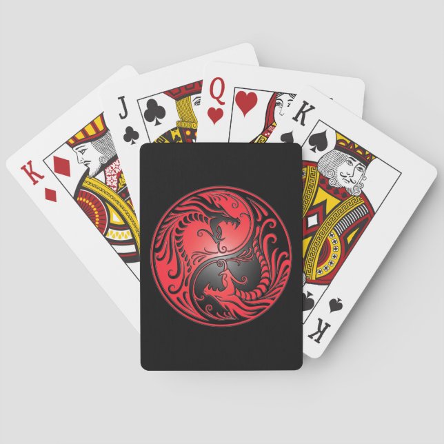 Yin Yang Dragons, rot und schwarz Spielkarten (Rückseite)