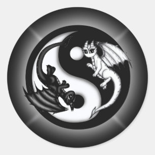Yin Yang Dragons Runder Aufkleber
