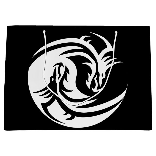 Yin Yang Draons Geschenktasche Große Geschenktüte (Vorderseite)