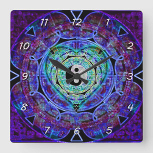 Yin Yang Energie-Fluss Quadratische Wanduhr