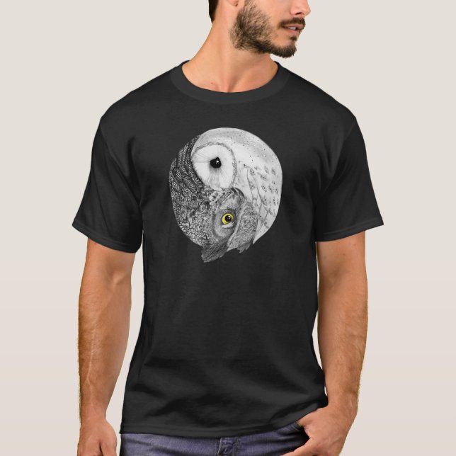 Yin Yang Eulen T-Shirt (Vorderseite)