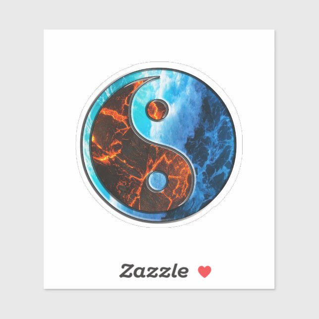 Yin Yang - Feu et eau - Sticker (Feuille)