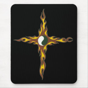 Yin Yang Feuer-Kreuz Mousepad