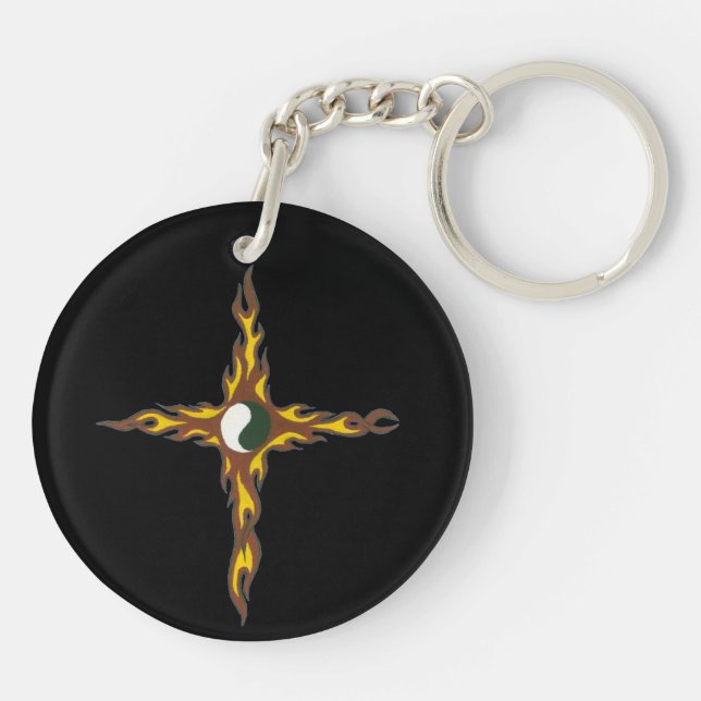 Yin Yang Fire Cross Schlüsselanhänger (Rückseite)