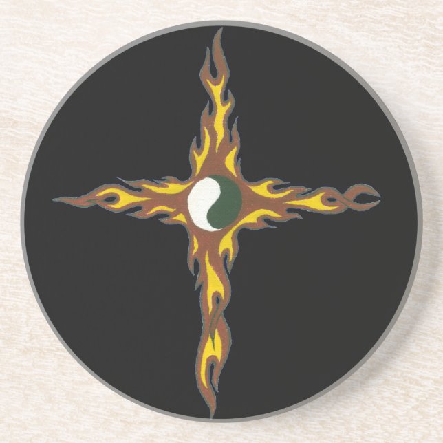Yin Yang Fire Cross Untersetzer (Vorne)