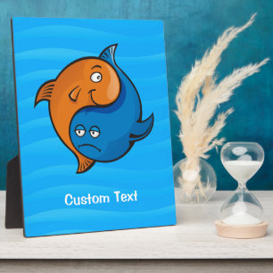 Yin Yang Fisch Cartoon-Plakette Fotoplatte