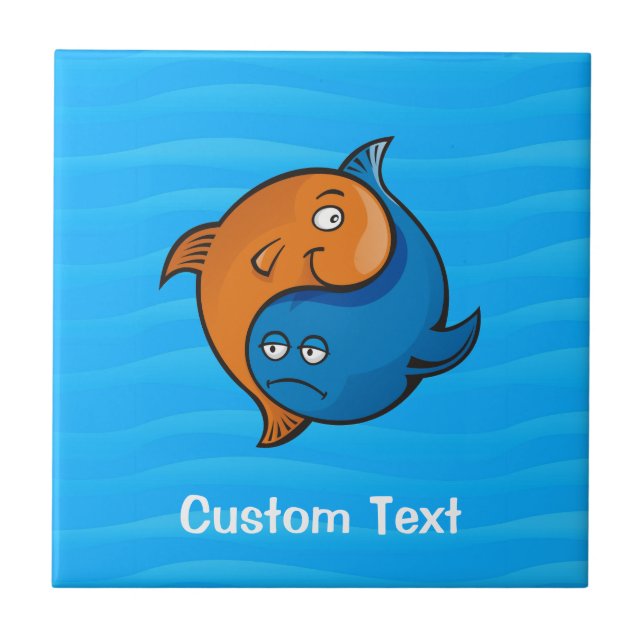 Yin Yang Fish Cartoon Fliese (Vorderseite)