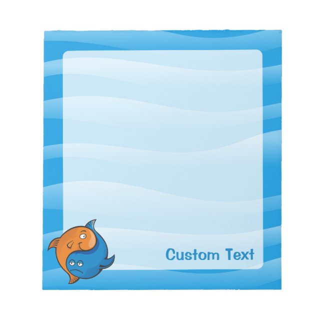 Yin Yang Fish Cartoon Notizblock (Vorderseite)