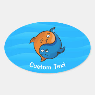 Yin Yang Fish Cartoon Ovaler Aufkleber