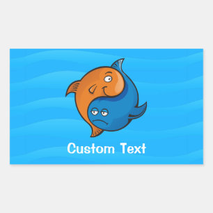 Yin Yang Fish Cartoon Rechteckiger Aufkleber
