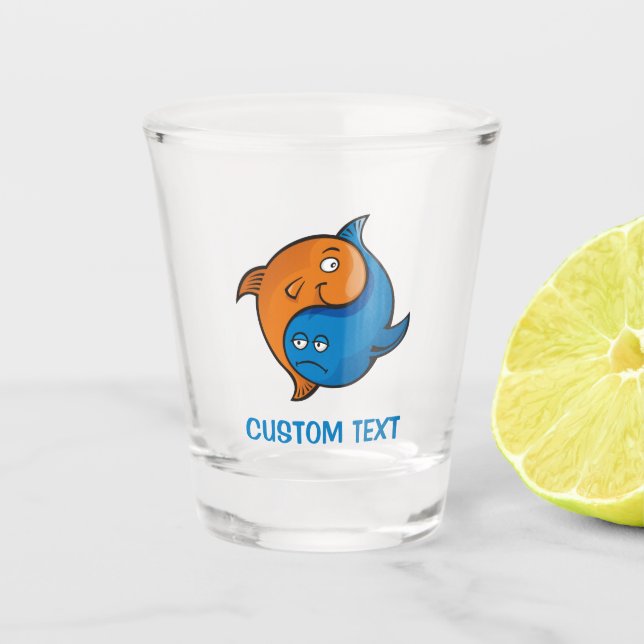 Yin Yang Fish Cartoon Schnapsglas (Vorderseite)
