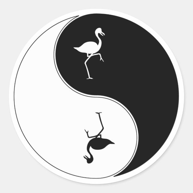 Yin Yang Flamingo Runder Aufkleber (Vorderseite)