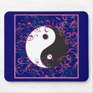 Yin & Yang Floral Design Mousepad