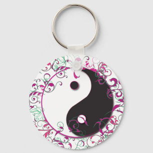 Yin & Yang Floral Design Schlüsselanhänger