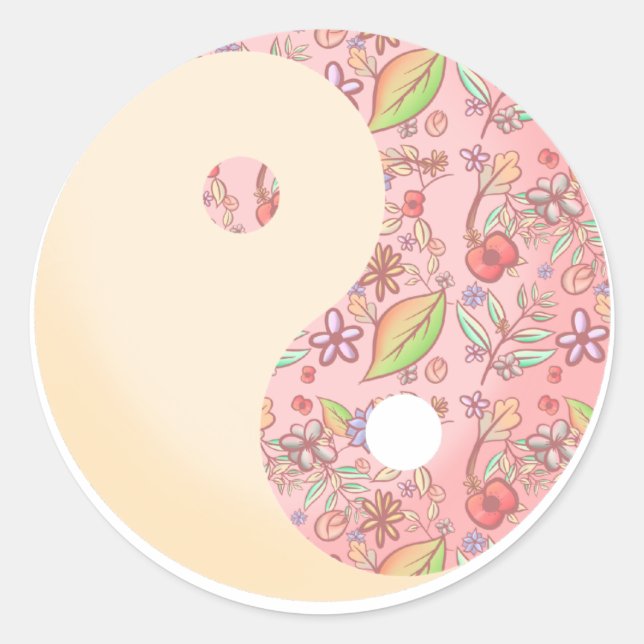 Yin Yang Floral Runder Aufkleber (Vorderseite)