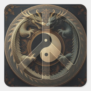 Yin Yang Friedenszeichen Quadratischer Aufkleber
