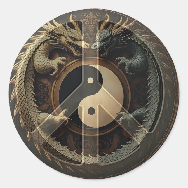 Yin Yang Friedenszeichen  Runder Aufkleber (Vorderseite)