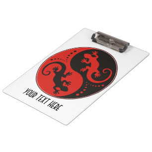 YIN & YANG Geckos schwarz rot + deine Hintergrundi Klemmbrett