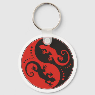 YIN & YANG Geckos schwarz rot + Ihre Hintergrundid Schlüsselanhänger