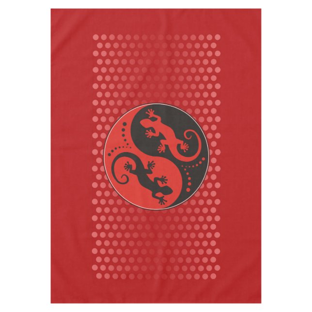 YIN & YANG Geckos schwarz rot + Ihre Hintergrundid Tischdecke (Vorderseite)