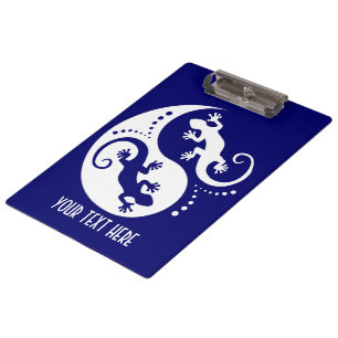 YIN & YANG Geckos weiß + dein Hintergrund & Idee Klemmbrett