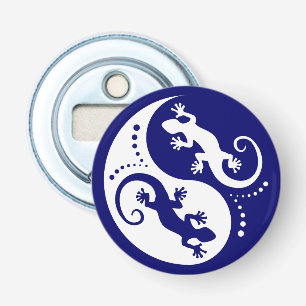 YIN & YANG Geckos weiß + Ihr Hintergrund & Ihre Id Flaschenöffner