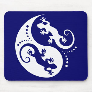 YIN & YANG Geckos weiß + Ihr Hintergrund & Ihre Id Mousepad