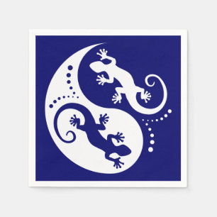 YIN & YANG Geckos weiß + Ihr Hintergrund & Ihre Id Serviette