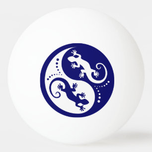 YIN & YANG Geckos weiß + Ihr Hintergrund & Ihre Id Tischtennisball