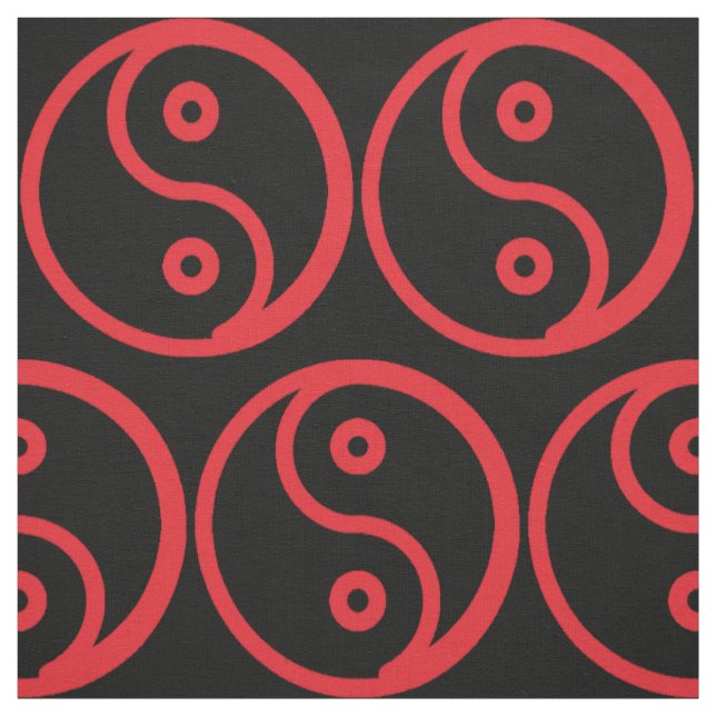 Yin Yang Gewebe - Schwarzes, rot Stoff (Muster)