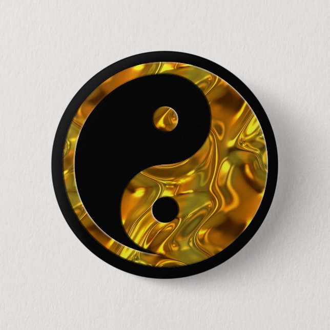 Yin & Yang GOLD | schwarz Button (Vorderseite)