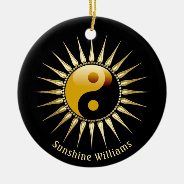 Yin Yang Gold Sunshine Keramik Ornament (Vorne)