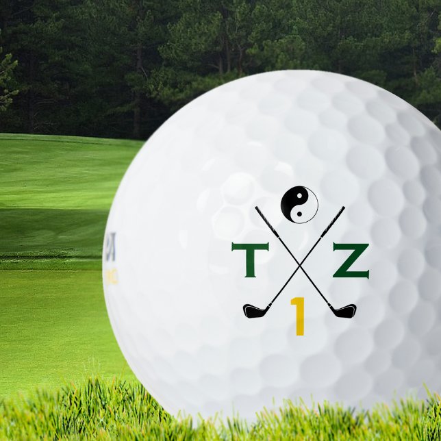 yin yang golfer . initialisiert personalisiert golfball (Von Creator hochgeladen)