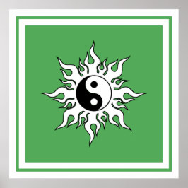 Yin Yang Green Sun Stammes Zen Chinesisch Poster