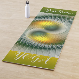 Yin Yang Green Yellow Abstrakt Art Fraktal Name Yogamatte