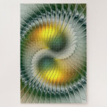 Yin Yang Green Yellow Abstraktes farbiges Fraktal<br><div class="desc">Einzigartige moderne abstrakte stilisierte Yin- und Yang-Kreation. Eine dekorative spirituelle Fantasie Fraktal Kunstvariante mit Grün, Gelb und Gold. Design für Ihr ungewöhnliches kreatives Zen-Rätsel und mehr.</div>