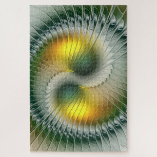 Yin Yang Green Yellow Abstraktes farbiges Fraktal
