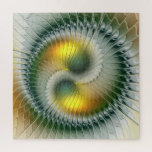 Yin Yang Green Yellow Abstraktes farbiges Fraktal<br><div class="desc">Einzigartige moderne abstrakte stilisierte Yin- und Yang-Kreation. Eine dekorative spirituelle Fantasie Fraktal Kunstvariante mit Grün,  Gelb und Gold. Design für Ihr ungewöhnliches kreatives Zen-Rätsel und mehr.</div>