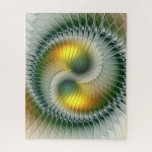 Yin Yang Green Yellow Abstraktes farbiges Fraktal<br><div class="desc">Einzigartige moderne abstrakte stilisierte Yin- und Yang-Kreation. Eine dekorative spirituelle Fantasie Fraktal Kunstvariante mit Grün,  Gelb und Gold. Design für Ihr ungewöhnliches kreatives Zen-Rätsel und mehr.</div>