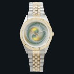 Yin Yang Green Yellow Abstraktes farbiges Fraktal Armbanduhr<br><div class="desc">Eine moderne und sehr dekorative Variante. Design für Ihre Uhr und mehr.</div>