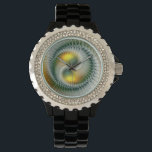 Yin Yang Green Yellow Abstraktes farbiges Fraktal Armbanduhr<br><div class="desc">Eine moderne und sehr dekorative Variante. Design für Ihre Armbanduhr und mehr.</div>