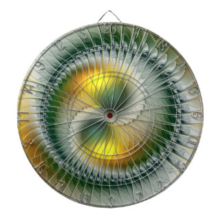 Yin Yang Green Yellow Abstraktes farbiges Fraktal Dartscheibe