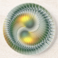 Yin Yang Green Yellow Abstraktes farbiges Fraktal