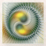 Yin Yang Green Yellow Abstraktes farbiges Fraktal Glasuntersetzer<br><div class="desc">Ungewöhnlich modern und sehr dekorativ Yang Variante. Design für Ihren Untersetzer und mehr.</div>