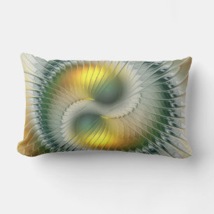 Yin Yang Green Yellow Abstraktes farbiges Fraktal Kissen Für Draußen