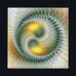 Yin Yang Green Yellow Abstraktes farbiges Fraktal Magnet<br><div class="desc">Eine moderne und sehr dekorative Variante. Design für Ihren Magneten und mehr.</div>
