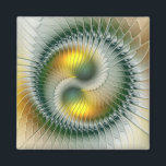 Yin Yang Green Yellow Abstraktes farbiges Fraktal Magnet<br><div class="desc">Eine moderne und sehr dekorative Variante. Design für Ihren Magneten und mehr.</div>