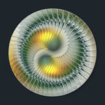 Yin Yang Green Yellow Abstraktes farbiges Fraktal Magnet<br><div class="desc">Einzigartige moderne abstrakte stilisierte Yin- und Yang-Kreation. Eine dekorative spirituelle Fantasie Fraktal Kunstvariante mit Grün, Gelb und Gold. Design für Ihren ungewöhnlichen, kreativen Zen-Rundmagnet und vieles mehr.</div>