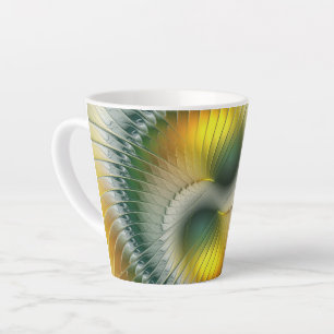 Yin Yang Green Yellow Abstraktes farbiges Fraktal Milchtasse